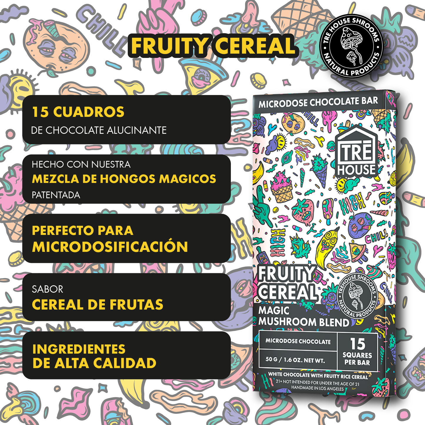 Tre House Chocolate Bar Magic Mushrooms Fruity Cereal