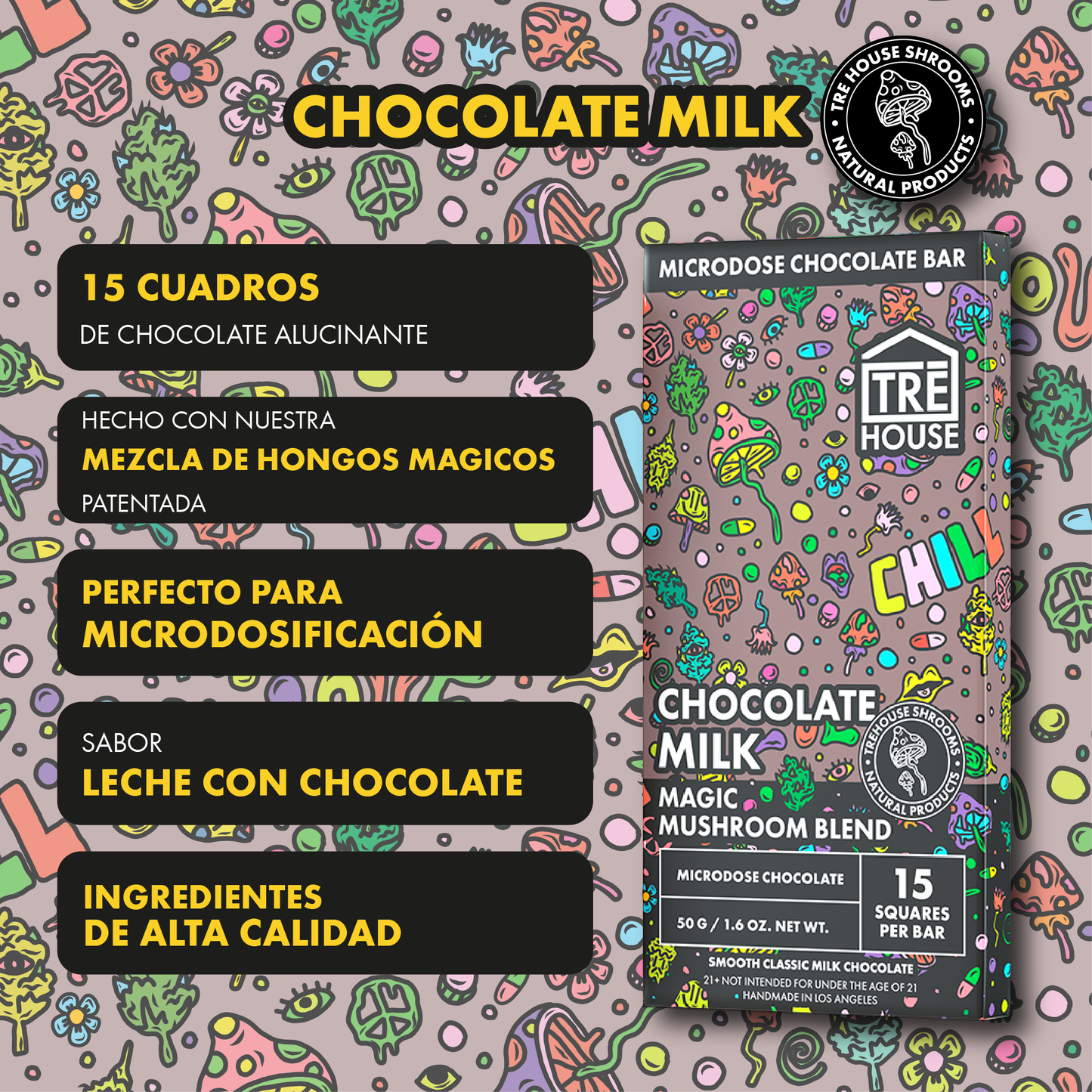 Tre House Chocolate Bar Magic Mushrooms Chocolate Milk