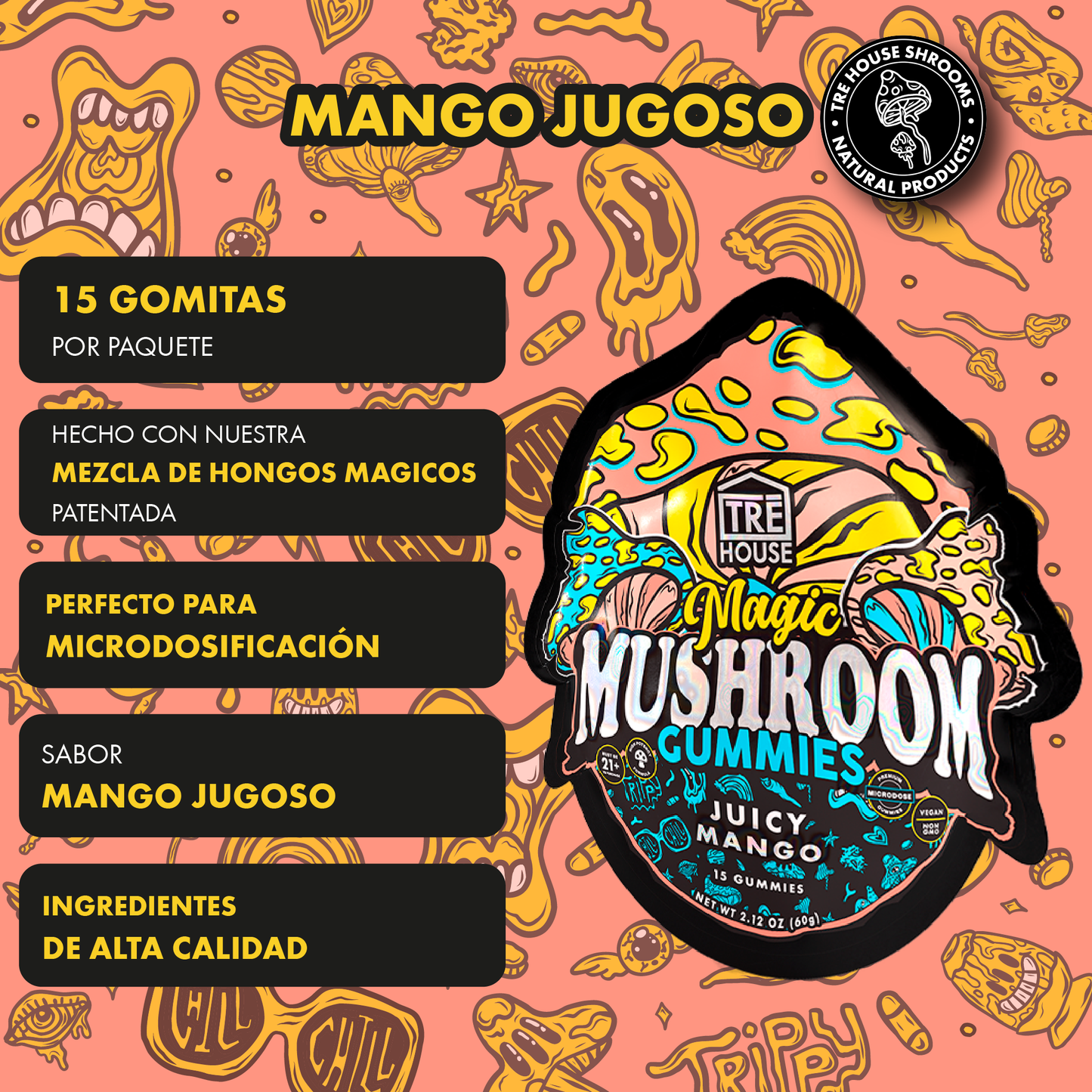 Tre House Gummies Magic Mushrooms Juicy Mango