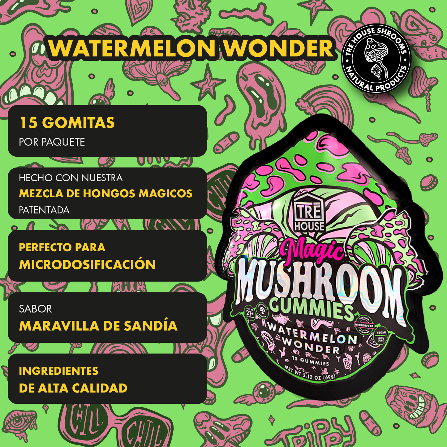 Tre House Gummies Magic Mushrooms Watermelon Wonder