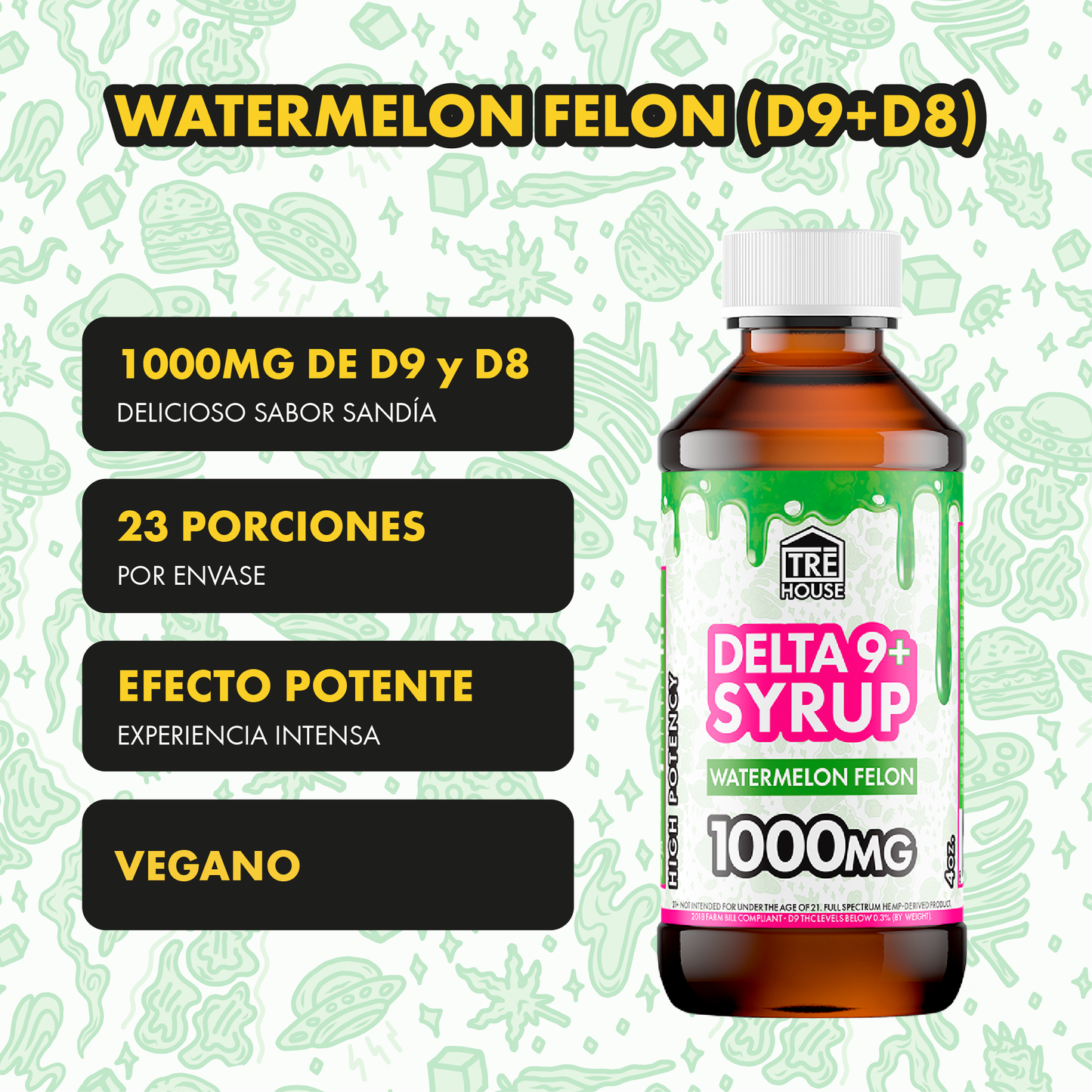 Tre House Syrup Watermelon Felon 1000mg
