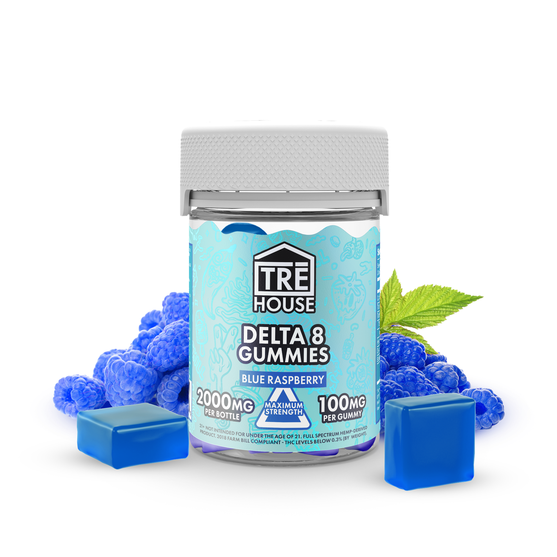 Tre House Gummies Blue Raspberry  D8 